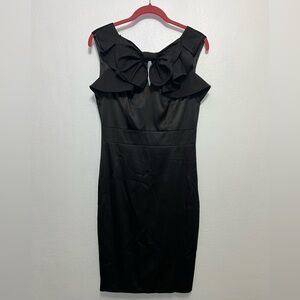 Ted Baker Ziaz bow ruffle cocktail sheath black‎ dress Size 2 (US 4-6)